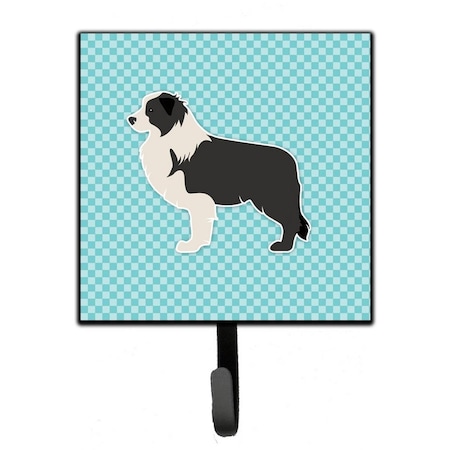 Carolines Treasures Black Border Collie Checkerboard Blue Leash or Key Holder BB3723SH4
